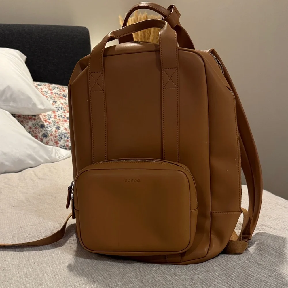 Monos Metro Brown Leather Backpack - Picture 2 of 9